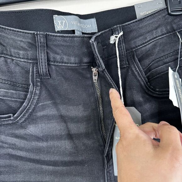 NEW Wit Wisdom Ab-solution Jeans Sz 8 High Waist Slim Straight Crop Washed Black - Picture 8 of 10